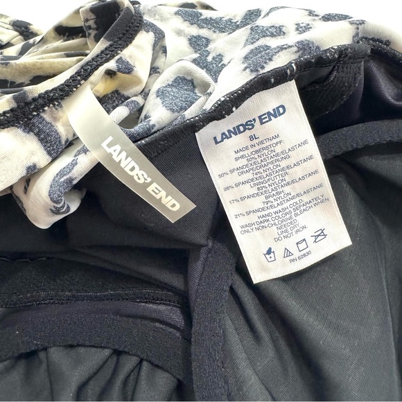 Lands End Women’s 8L Tan Black Cheetah Print One Piece Swimsuit Slimming w/ Bra - Picture 8 of 12